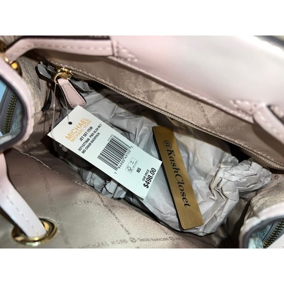 Michael Kors MK Jet Set Item Medium Chain Backpack -Powder Blush Multi - Picture 8 of 12